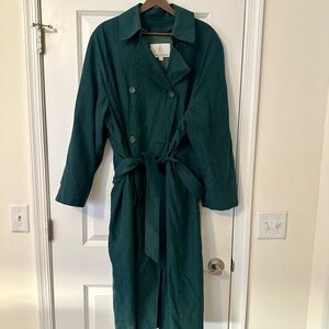 Vintage Aqua Green Trench Coat London Fog Size 14W